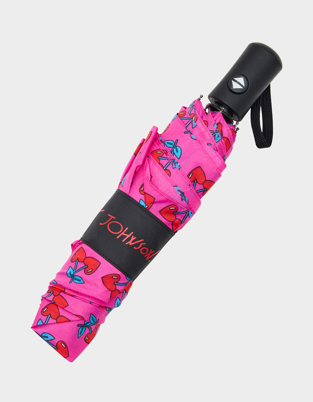 BETSEY'S CHERRY HEART PRINT UMBRELLA PINK MULTI - ACCESSORIES - Betsey Johnson