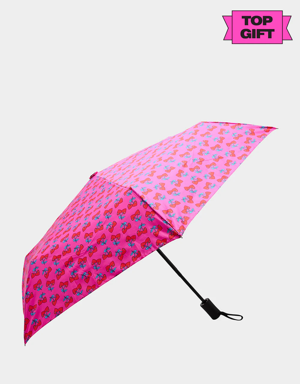 BETSEY'S CHERRY HEART PRINT UMBRELLA PINK MULTI - ACCESSORIES - Betsey Johnson