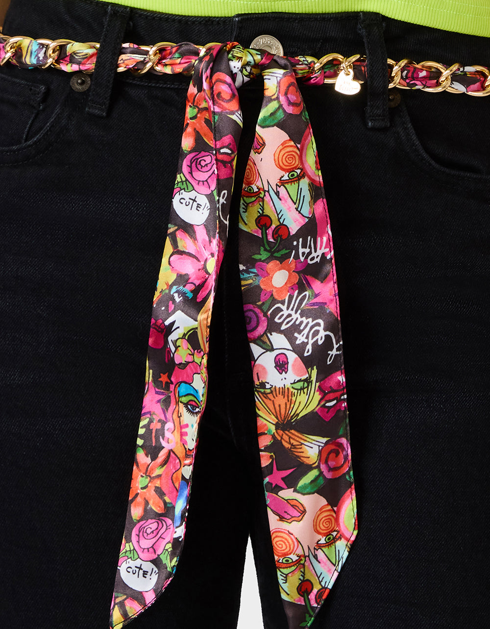 SCARF AND CHAIN TIE BELT BLACK MULTI - ACCESSORIES - Betsey Johnson - view 4