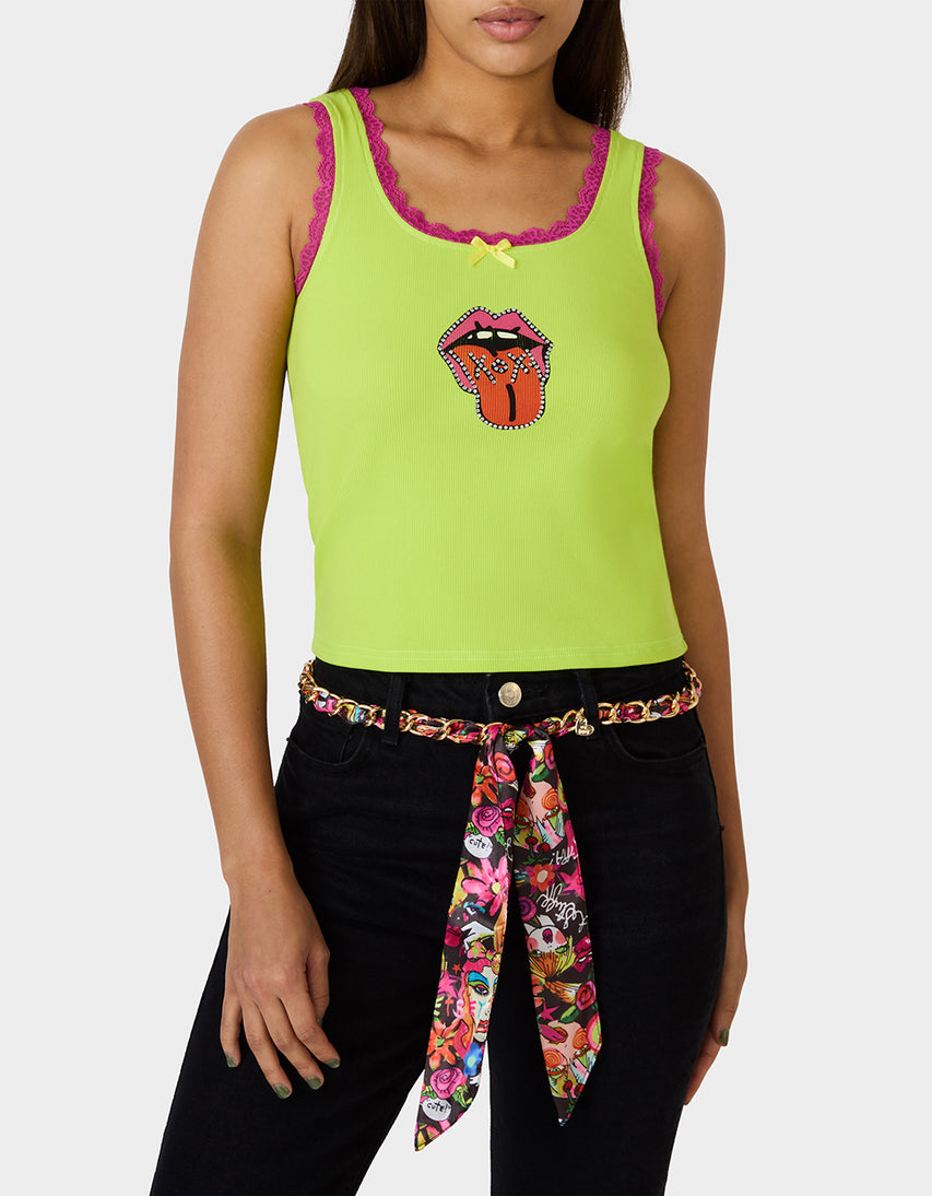 SCARF AND CHAIN TIE BELT BLACK MULTI - ACCESSORIES - Betsey Johnson