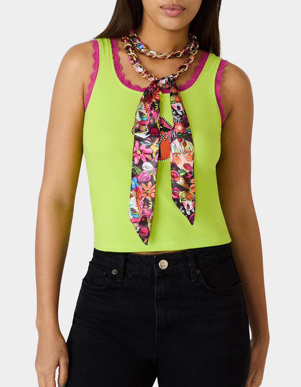 SCARF AND CHAIN TIE BELT BLACK MULTI - ACCESSORIES - Betsey Johnson - view 3