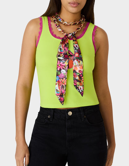 SCARF AND CHAIN TIE BELT BLACK MULTI - ACCESSORIES - Betsey Johnson