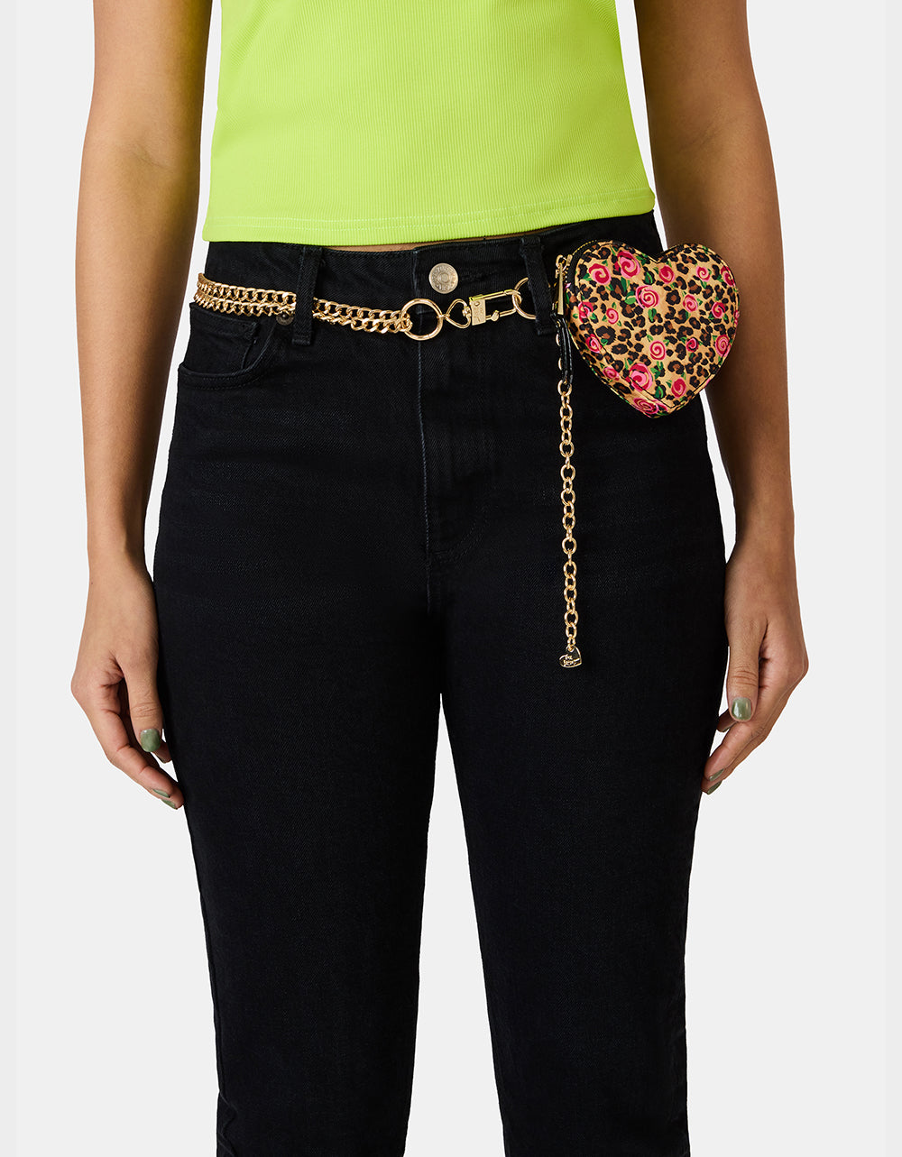 PRINTED HEART CHAIN BELT BLACK - ACCESSORIES - Betsey Johnson - view 3