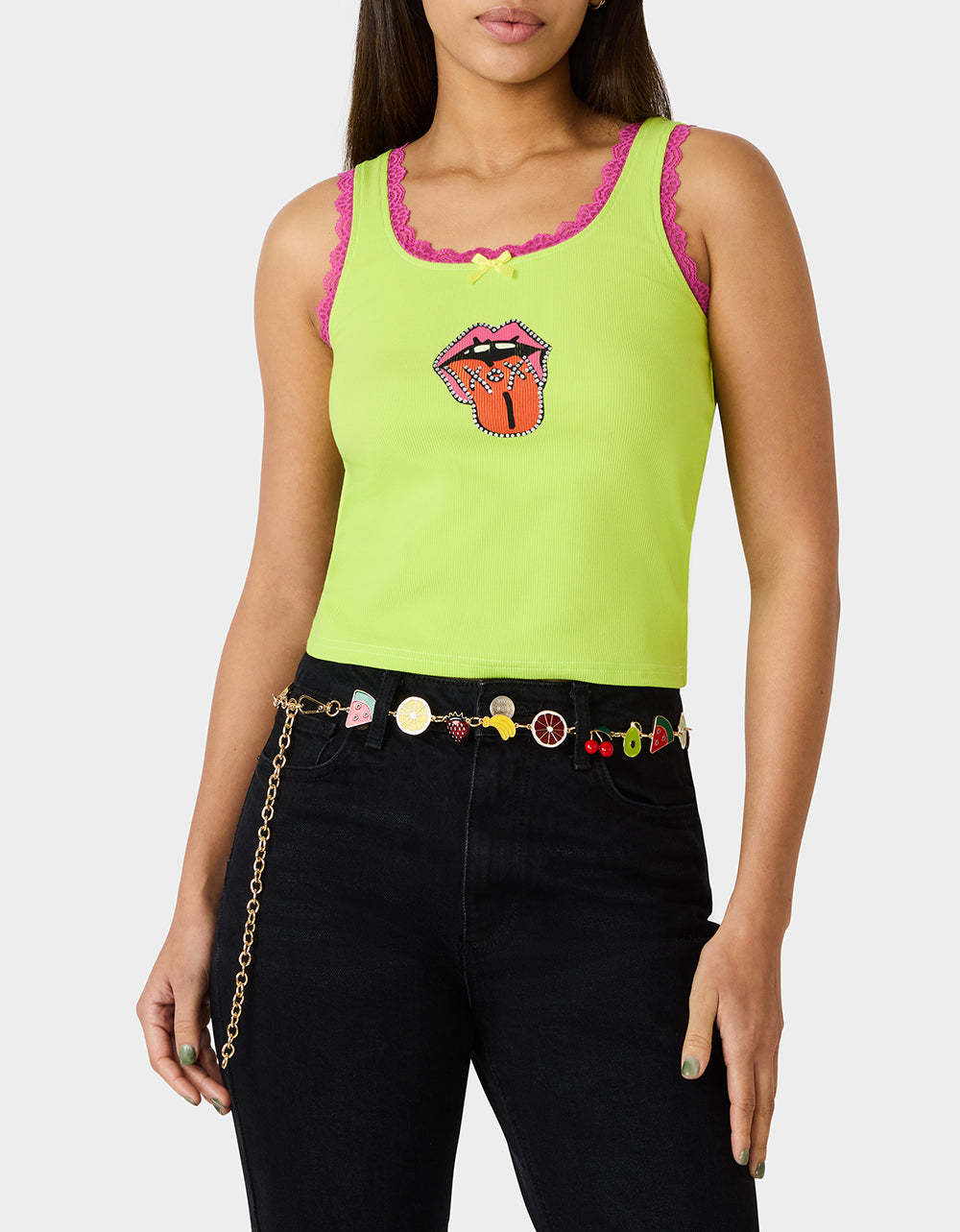 mother フルーツベルト fruits belt eri マザー FRUIT CHAIN BELT MULTI Women's Fruit Themed Metal Chain Belt