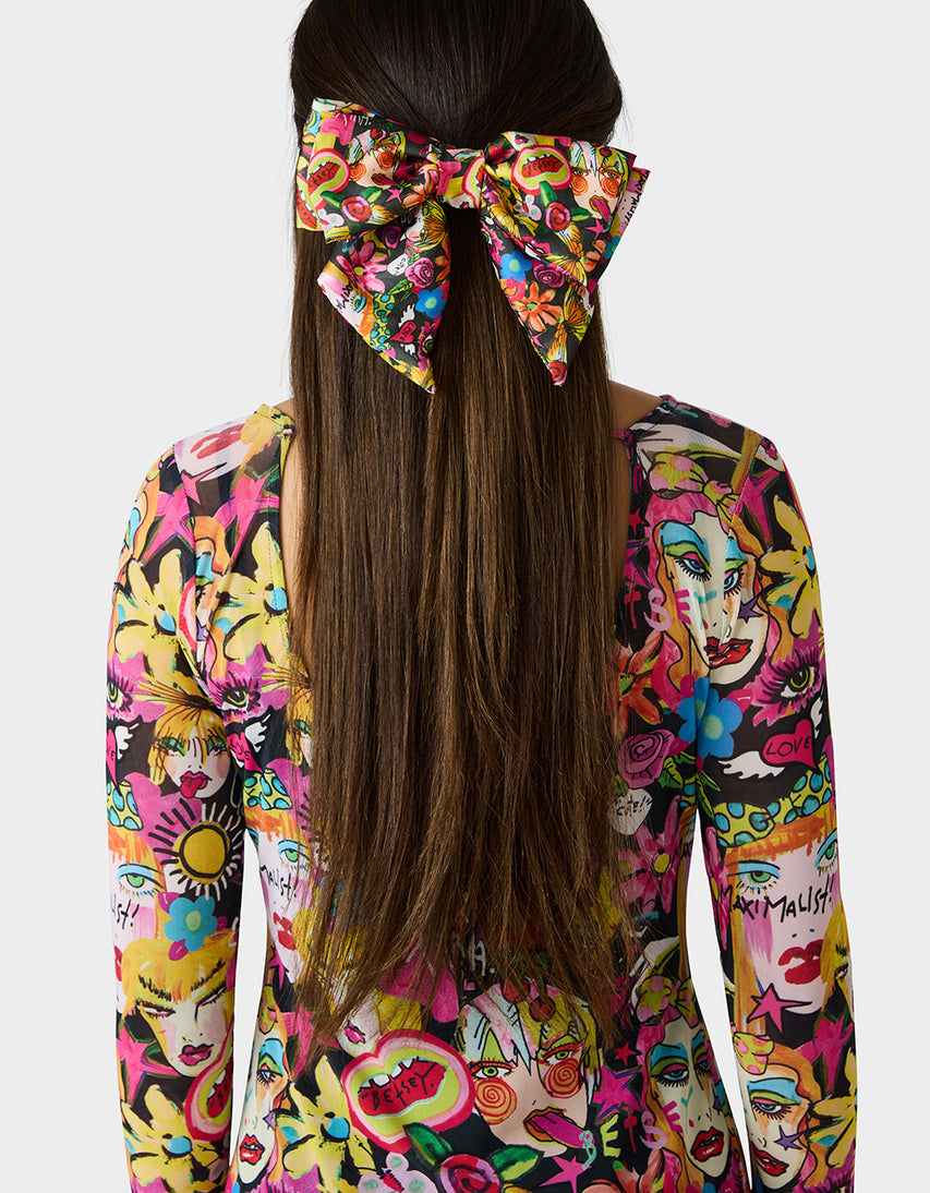 OVERSIZED BOW CLIP BLACK MULTI - ACCESSORIES - Betsey Johnson
