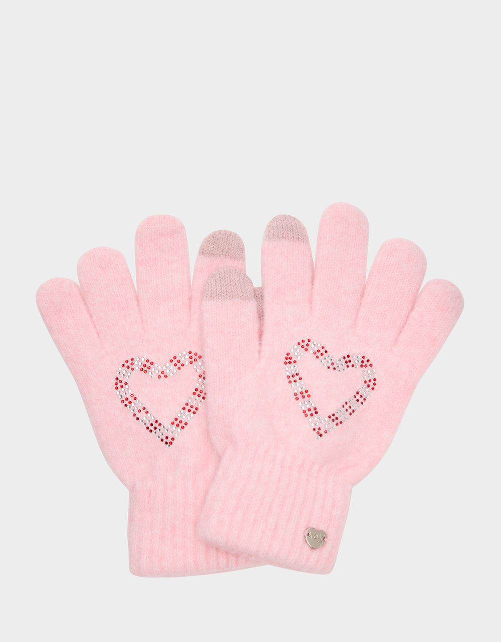 KNIT GLOVE WITH CANDY CANE HEARTS PINK - ACCESSORIES - Betsey Johnson