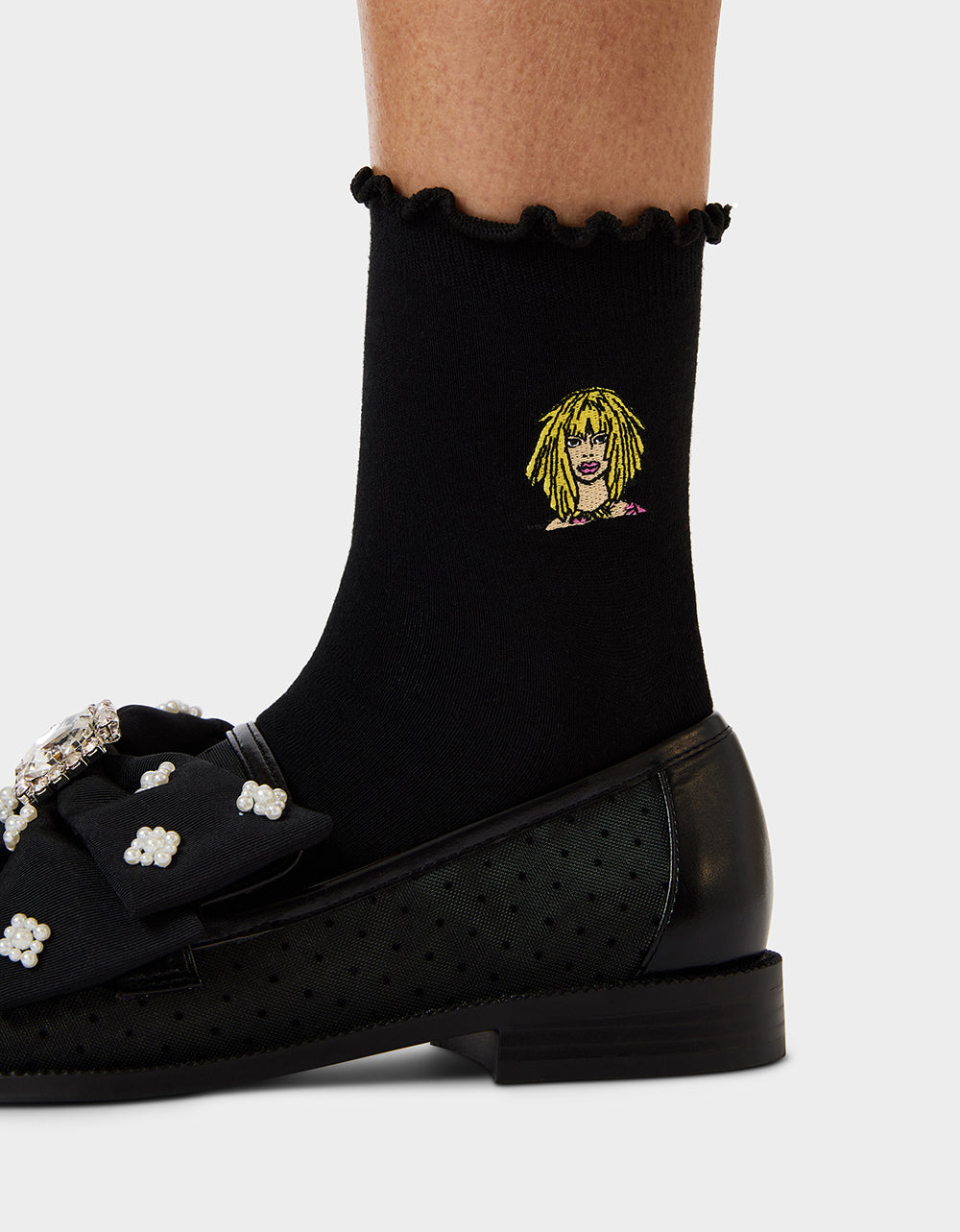 2-PACK EMBROIDERED CREW SOCK BLACK MULTI - ACCESSORIES - Betsey Johnson - view 4