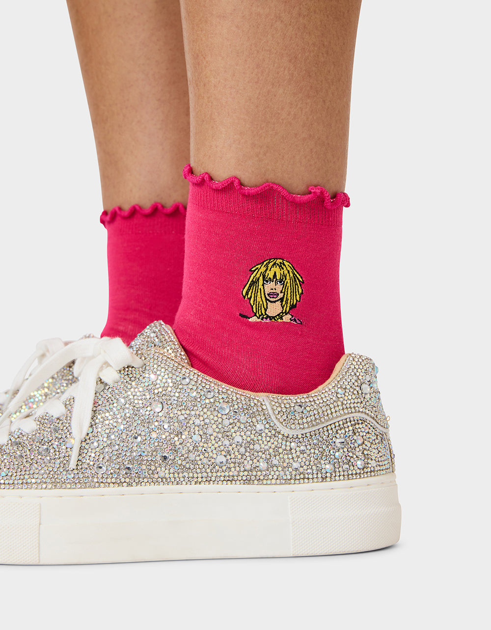 2-PACK EMBROIDERED CREW SOCK PINK MULTI - ACCESSORIES - Betsey Johnson - view 4