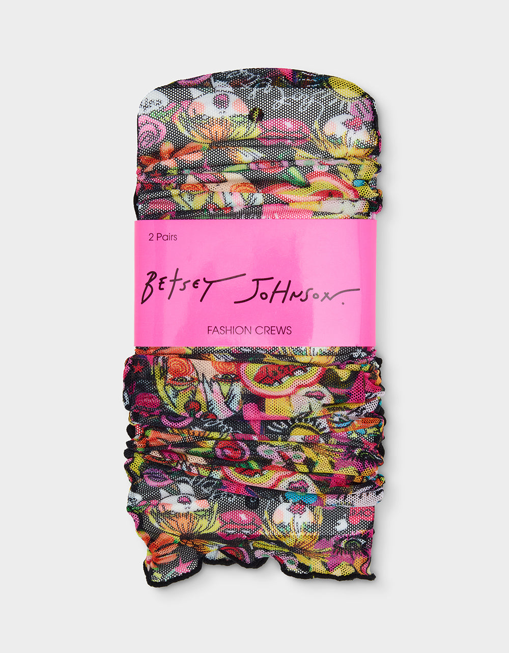 2-PACK BETSEY'S FACES MESH CREW SOCKS BLACK MULTI - ACCESSORIES - Betsey Johnson - view 3