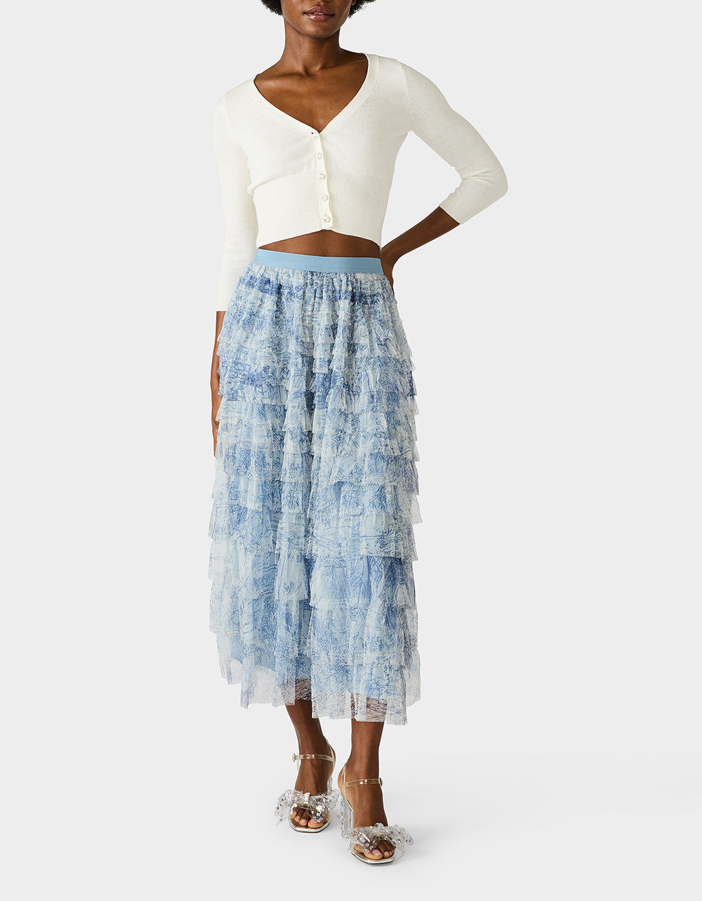 RUFFLED MAXI SKIRT DUSTY BLUE - APPAREL - Betsey Johnson - view 5