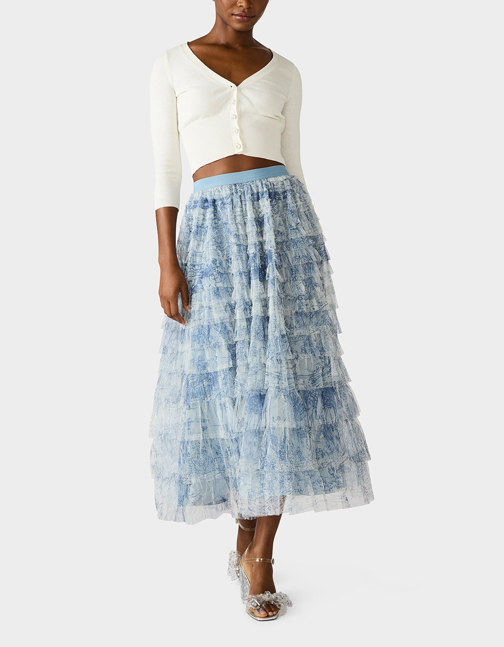 RUFFLED MAXI SKIRT DUSTY BLUE - APPAREL - Betsey Johnson - view 7