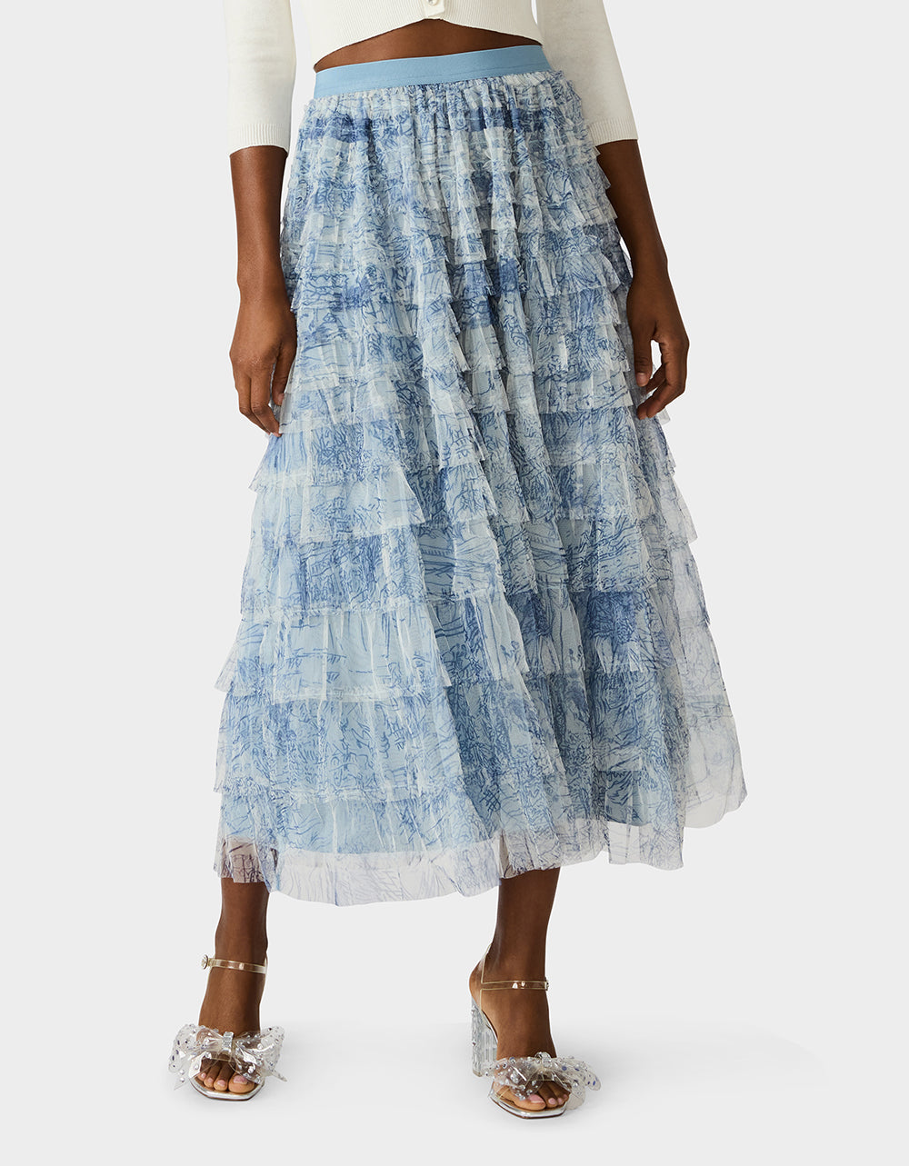 RUFFLED MAXI SKIRT DUSTY BLUE - APPAREL - Betsey Johnson - view 3