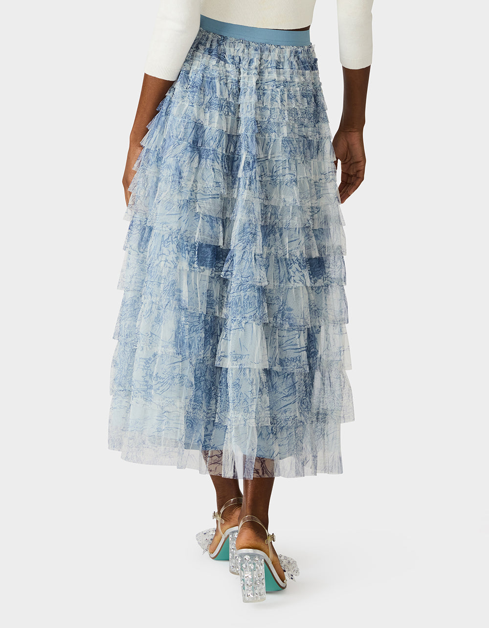 RUFFLED MAXI SKIRT DUSTY BLUE - APPAREL - Betsey Johnson - view 4