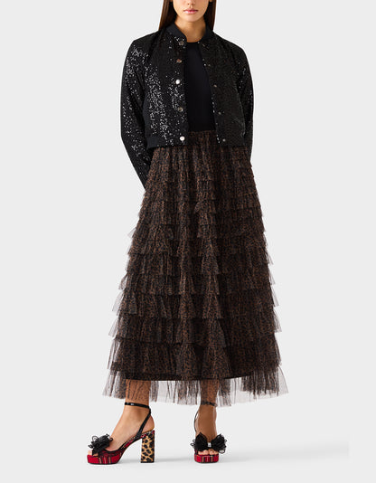 RUFFLED MAXI SKIRT LEOPARD - APPAREL - Betsey Johnson