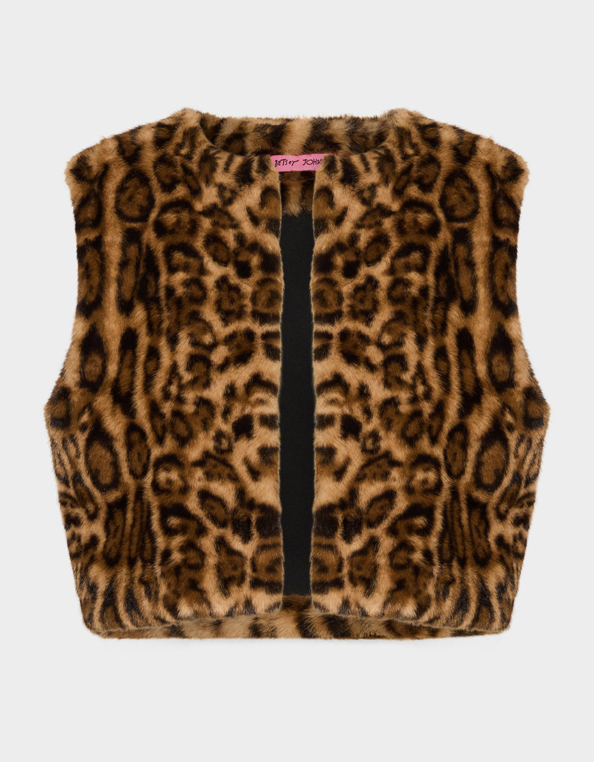 FAUX VEST LEOPARD - APPAREL - Betsey Johnson
