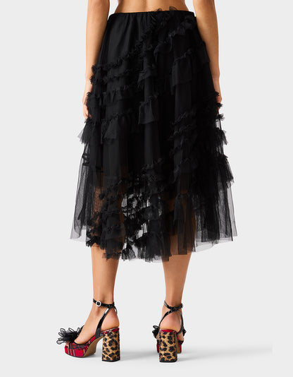 BETSEY'S RUFFLE TULLE SKIRT BLACK - APPAREL - Betsey Johnson