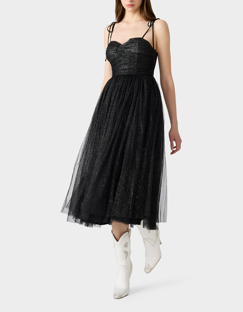 Women's Glitter Tulle Multi in Black | Size Large