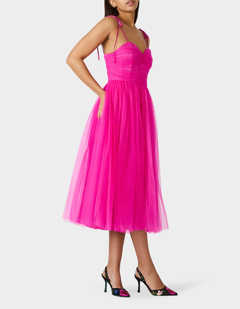 Women's Glitter Tulle Multi in Magenta | Size Small