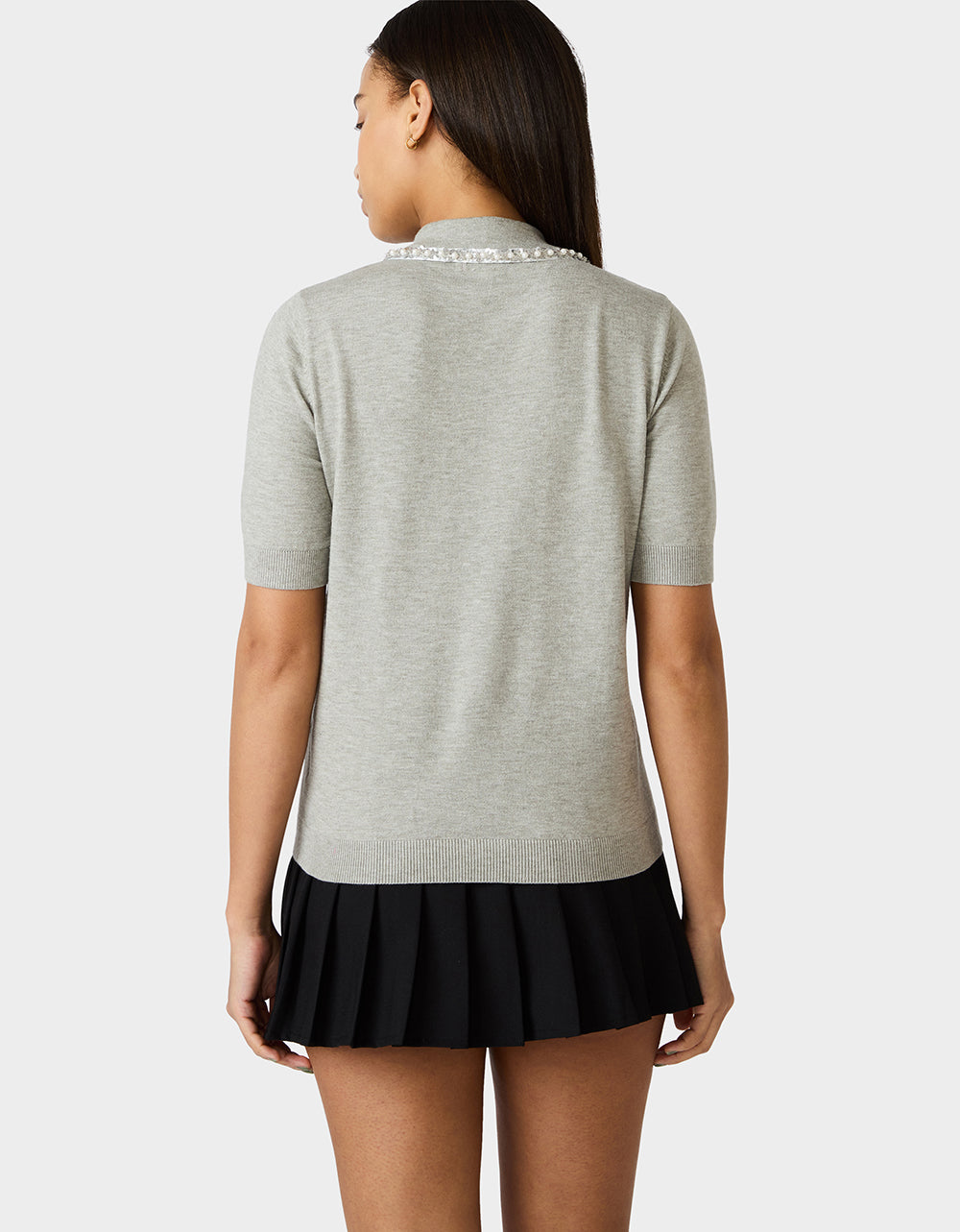 POLISHED IN PEARLS POLO HEATHER GREY - APPAREL - Betsey Johnson - view 4