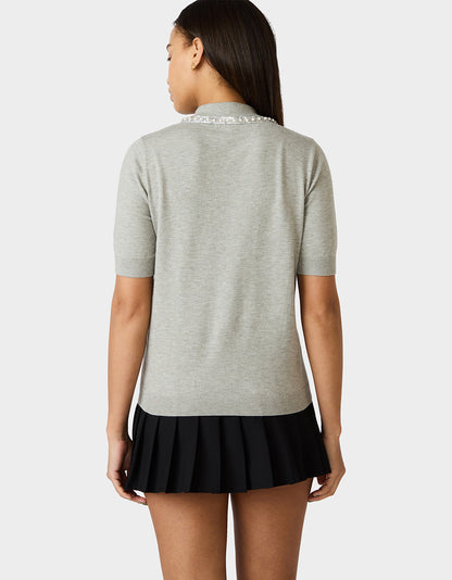 POLISHED IN PEARLS POLO HEATHER GREY - APPAREL - Betsey Johnson