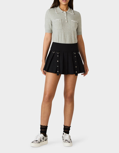 POLISHED IN PEARLS POLO HEATHER GREY - APPAREL - Betsey Johnson