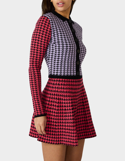 HOT IN HOUNDSTOOTH SET PINK MULTI - APPAREL - Betsey Johnson