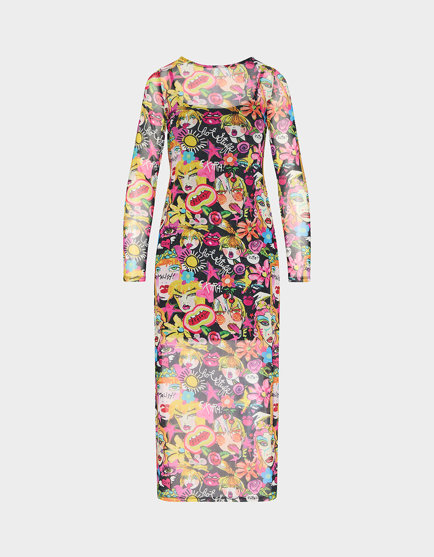 BETSEY'S ART DRESS BLACK MULTI - APPAREL - Betsey Johnson