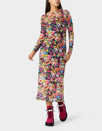 BETSEY'S ART DRESS BLACK MULTI - APPAREL - Betsey Johnson