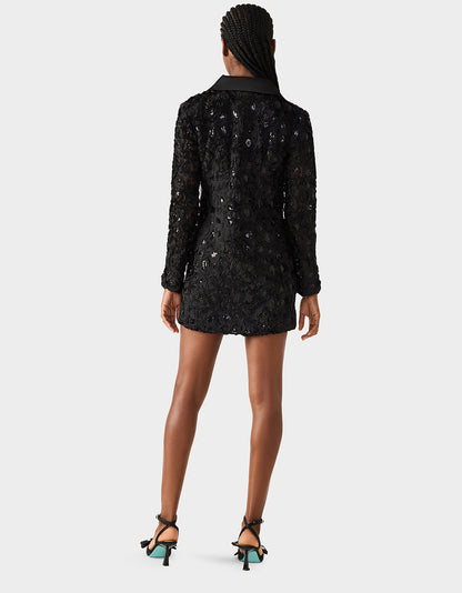 ROSETTE BLAZER DRESS BLACK - APPAREL - Betsey Johnson