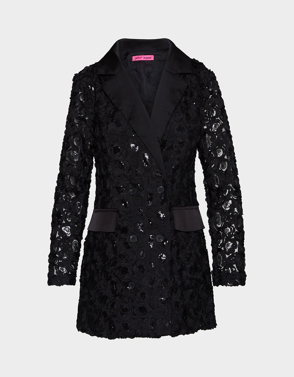 ROSETTE BLAZER DRESS BLACK - APPAREL - Betsey Johnson
