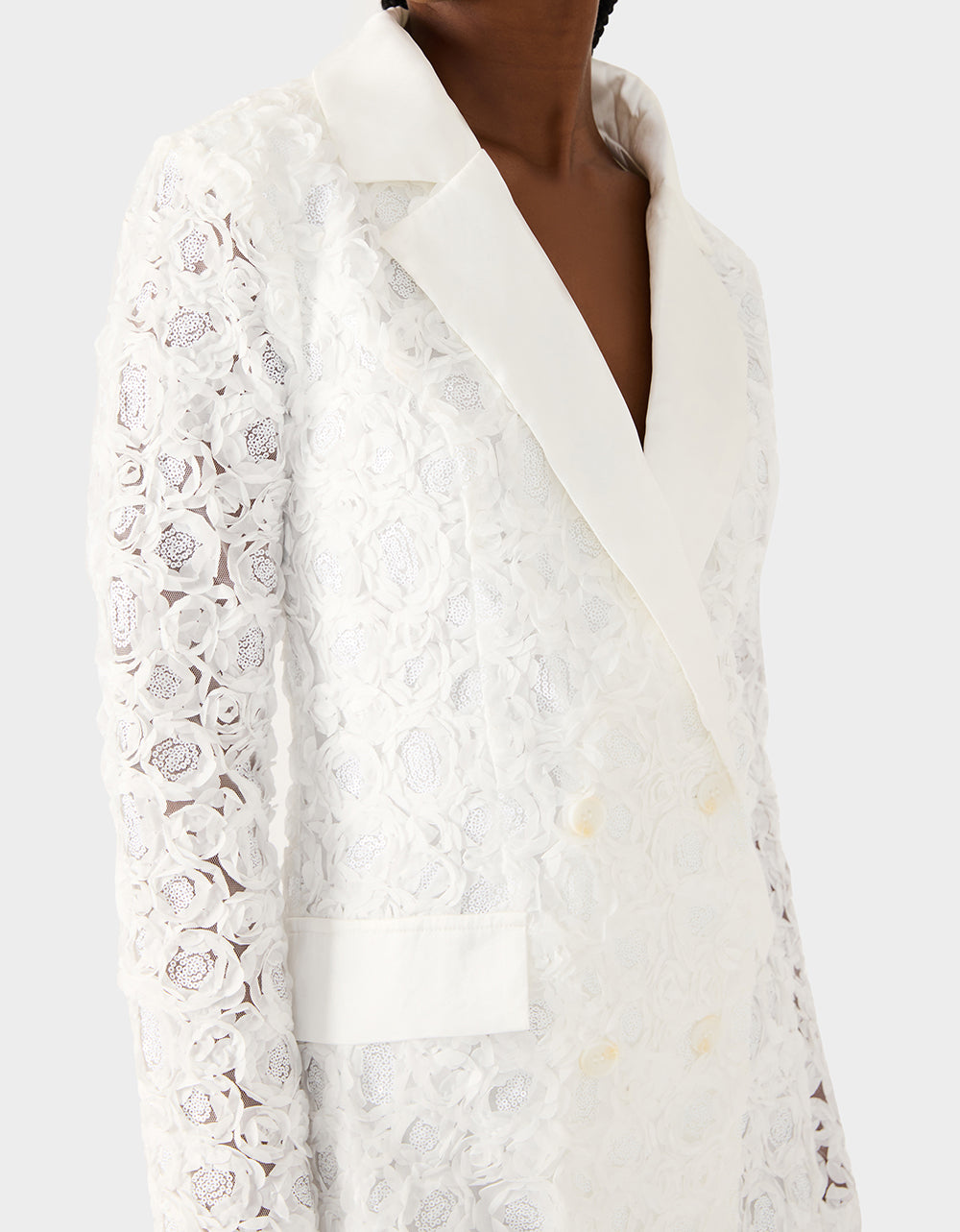 white dress and blazer Women's Rosette Blazer Dress in White | Size Small