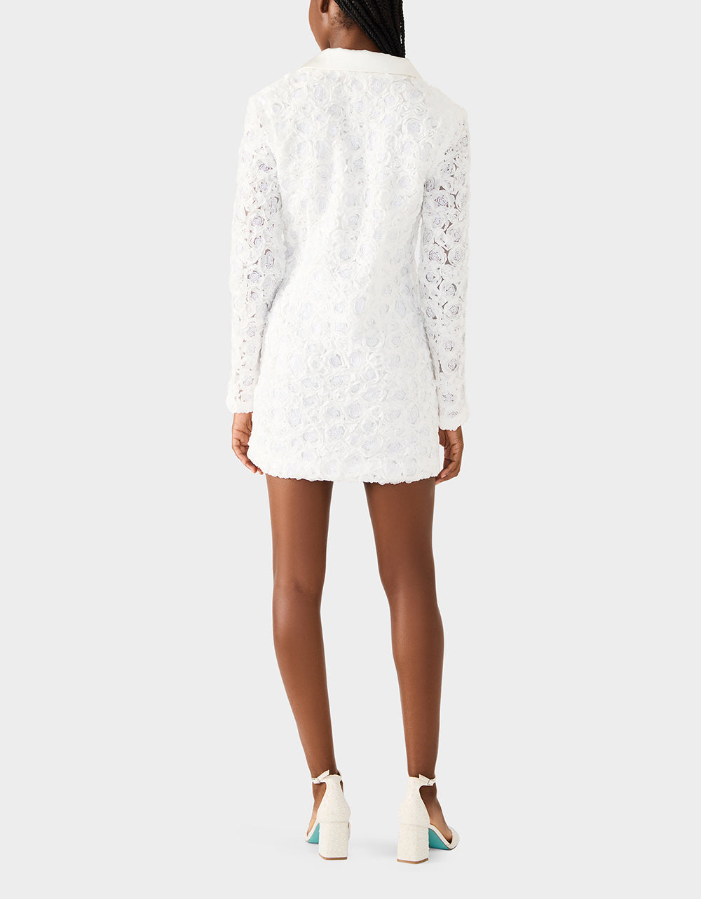 Women's Rosette Blazer Dress in White | Size Small | Betsey Johnson Women's Rosette Blazer Dress in White | Size Small | Betsey Johnson