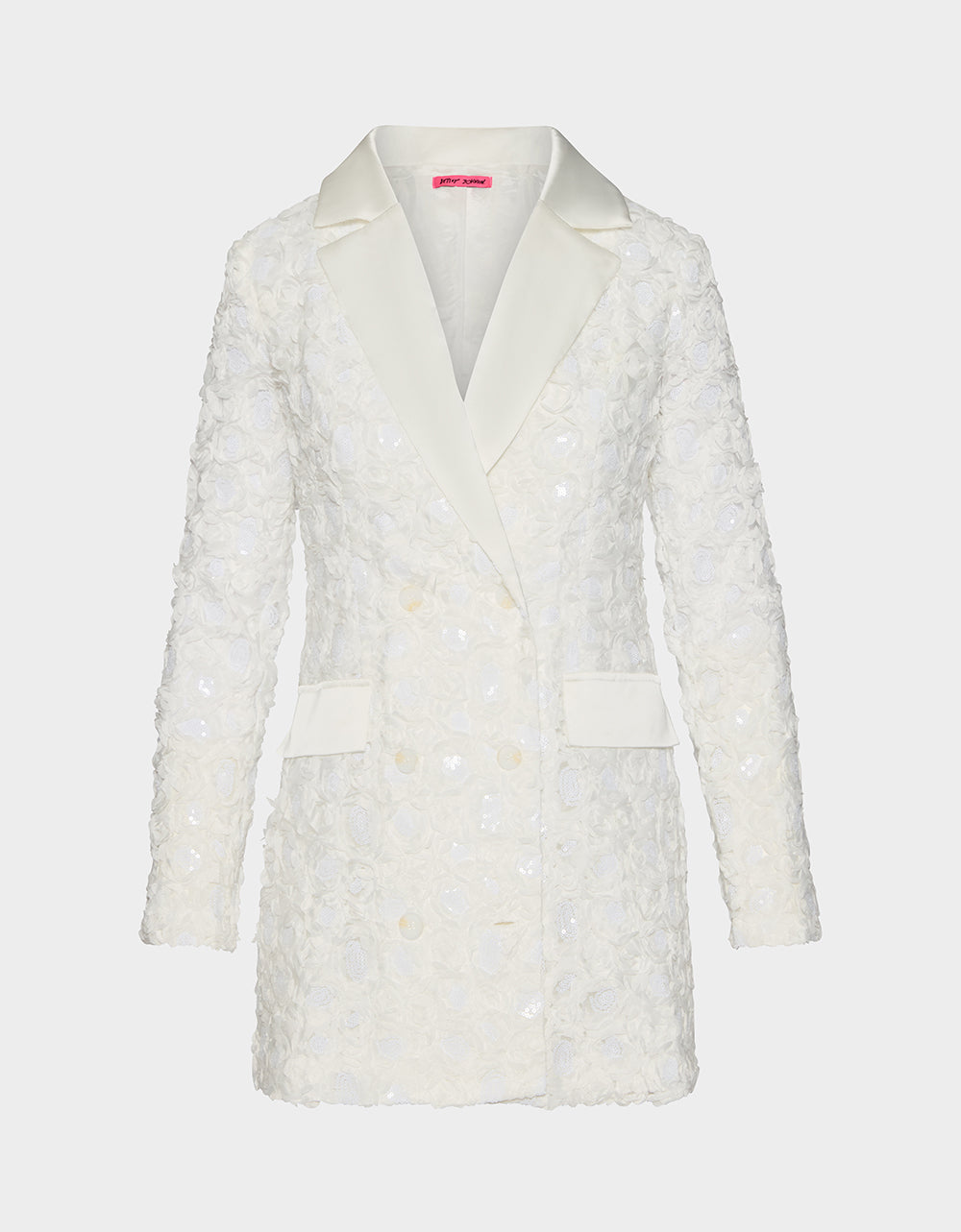 ROSETTE BLAZER DRESS WHITE - APPAREL - Betsey Johnson