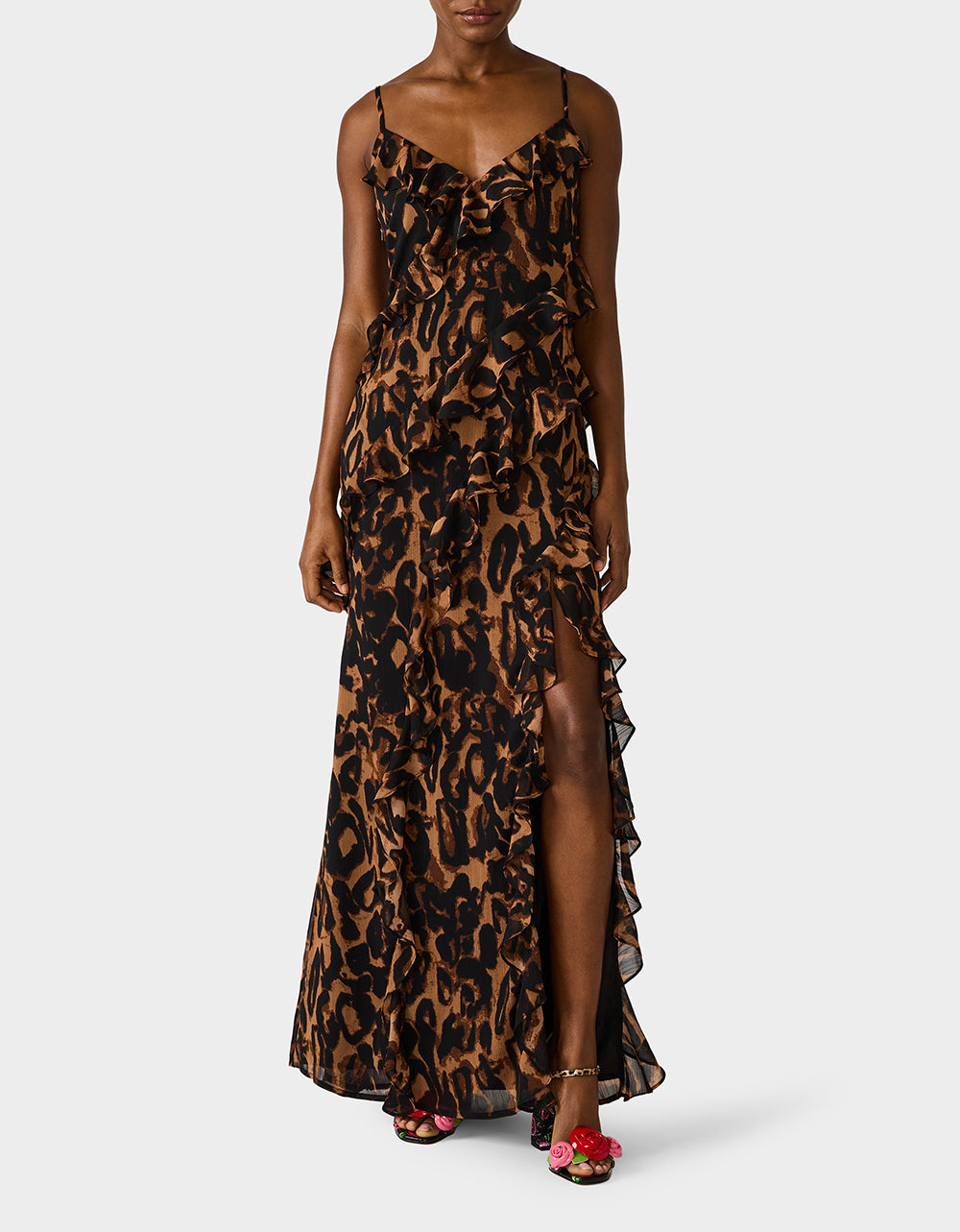 WILD RUFFLE MAXI DRESS LEOPARD - APPAREL - Betsey Johnson
