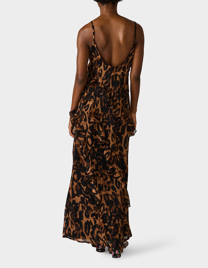 WILD RUFFLE MAXI DRESS LEOPARD - APPAREL - Betsey Johnson