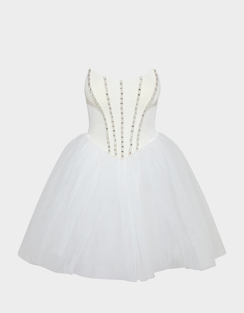 SHEER BALLERINA DRESS WHITE - APPAREL - Betsey Johnson