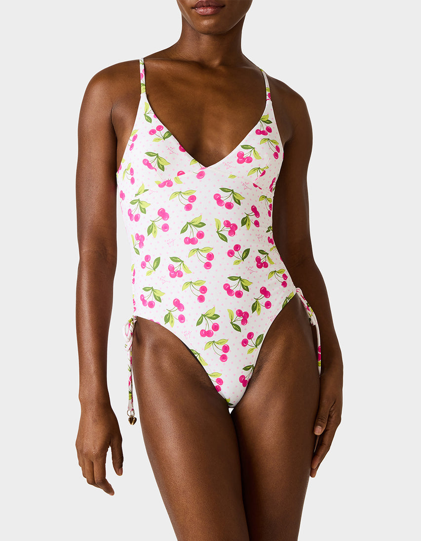 JUICY CHERRY ONE PIECE SWIMSUIT PINK MULTI - APPAREL - Betsey Johnson
