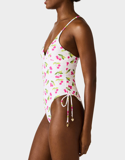 JUICY CHERRY ONE PIECE SWIMSUIT PINK MULTI - APPAREL - Betsey Johnson