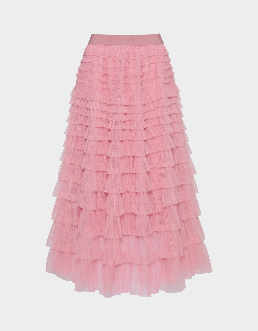 COLETTE TULLE MAXI SKIRT PINK - APPAREL - Betsey Johnson
