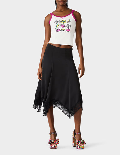 BETSEY ICON CLUSTER TANK WHITE - APPAREL - Betsey Johnson