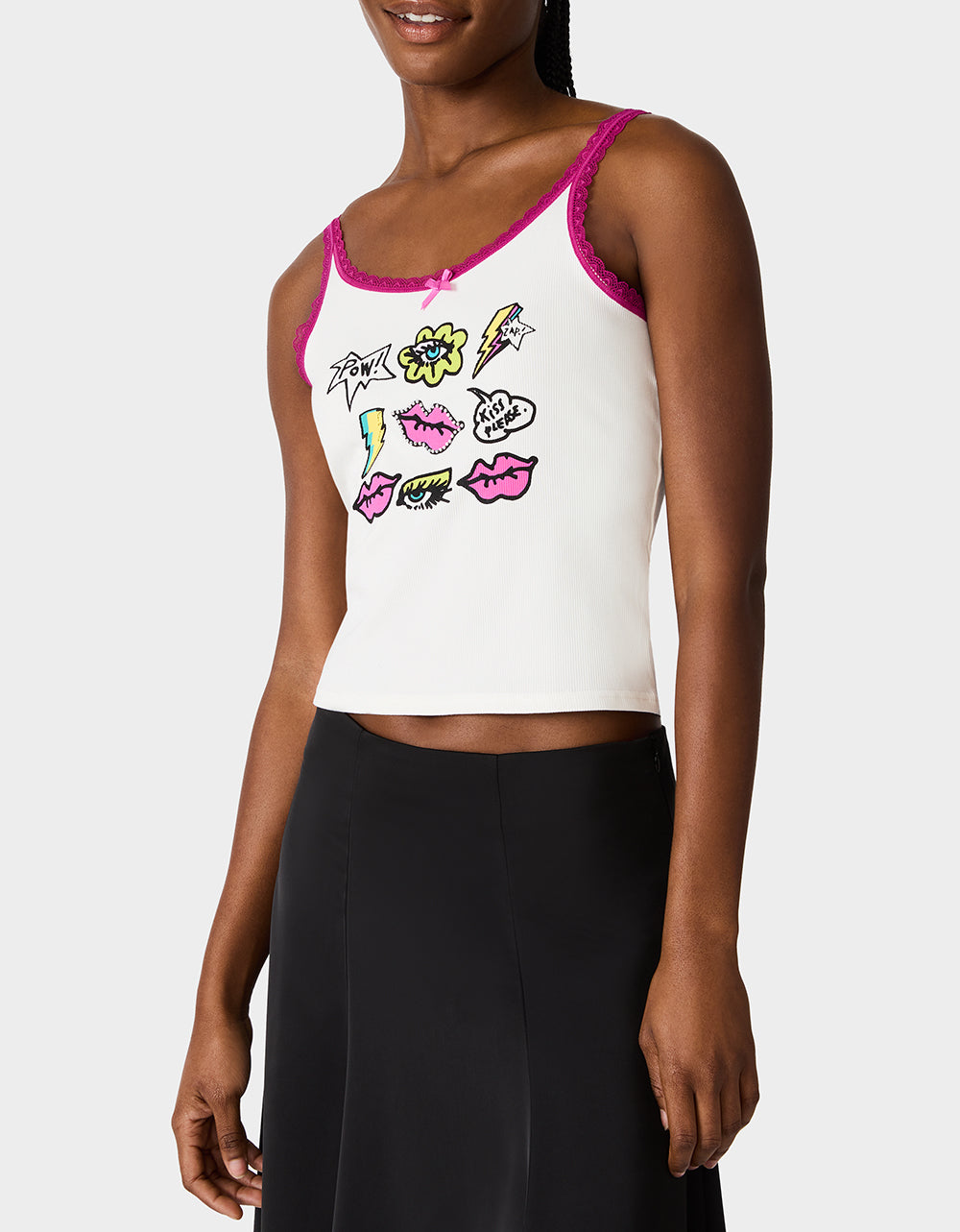 BETSEY ICON CLUSTER TANK WHITE - APPAREL - Betsey Johnson - view 5