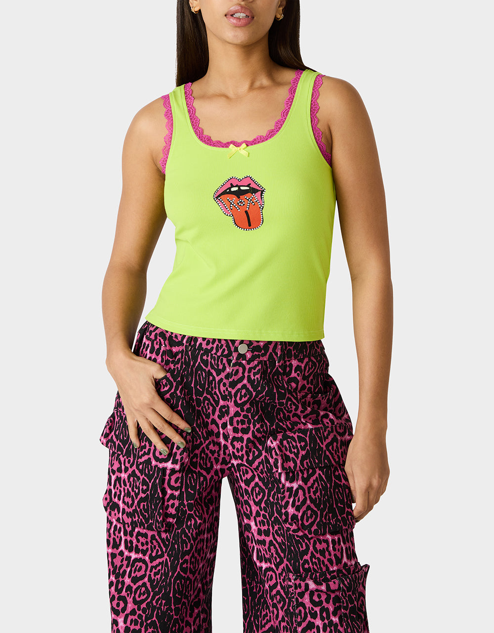 BETSEY ICON TANK TOP GREEN - APPAREL - Betsey Johnson