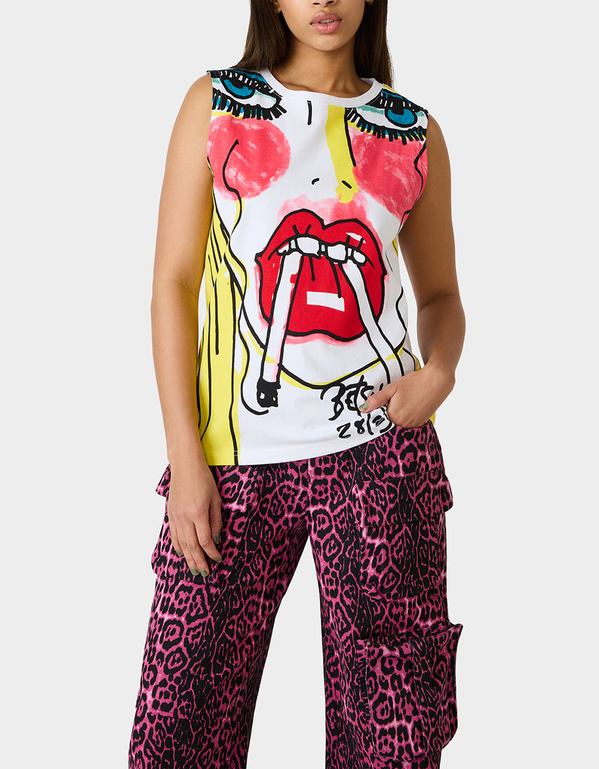 BETSEY'S ART GRAPHIC TOP WHITE - APPAREL - Betsey Johnson