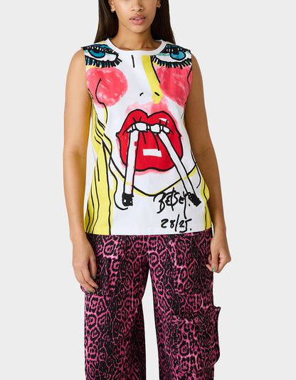 BETSEY'S ART GRAPHIC TOP WHITE - APPAREL - Betsey Johnson