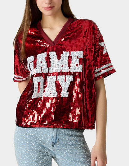 GAME DAY JERSEY RED - APPAREL - Betsey Johnson