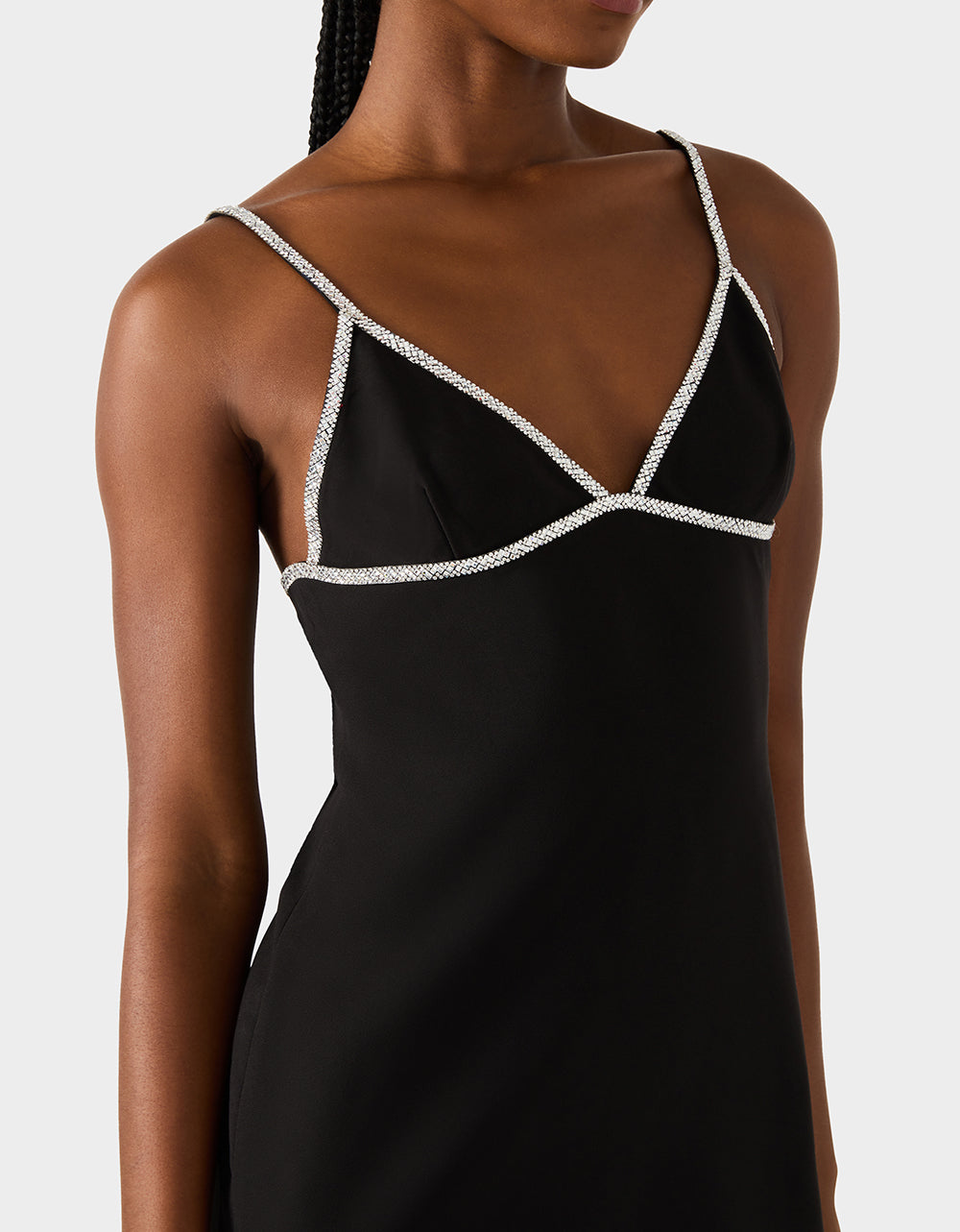 CRYSTAL SLIP DRESS BLACK