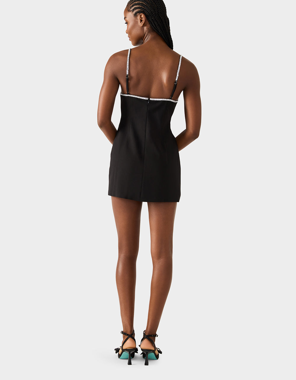 CRYSTAL SLIP DRESS BLACK