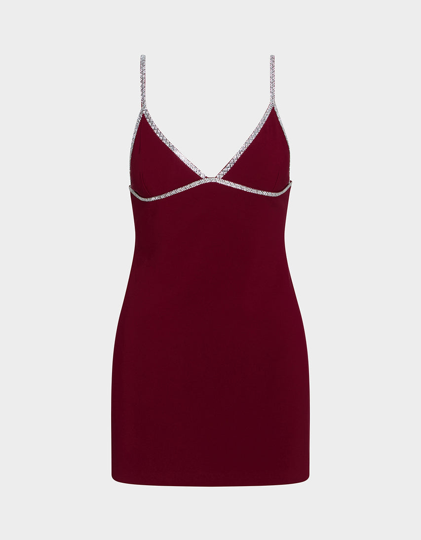CRYSTAL SLIP DRESS WINE