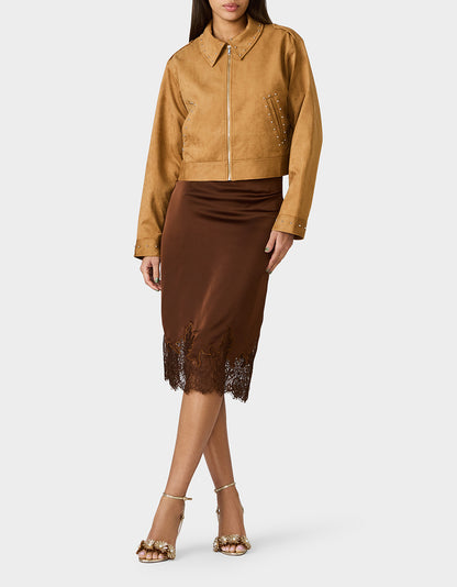 RODEO STUD JACKET CAMEL - APPAREL - Betsey Johnson