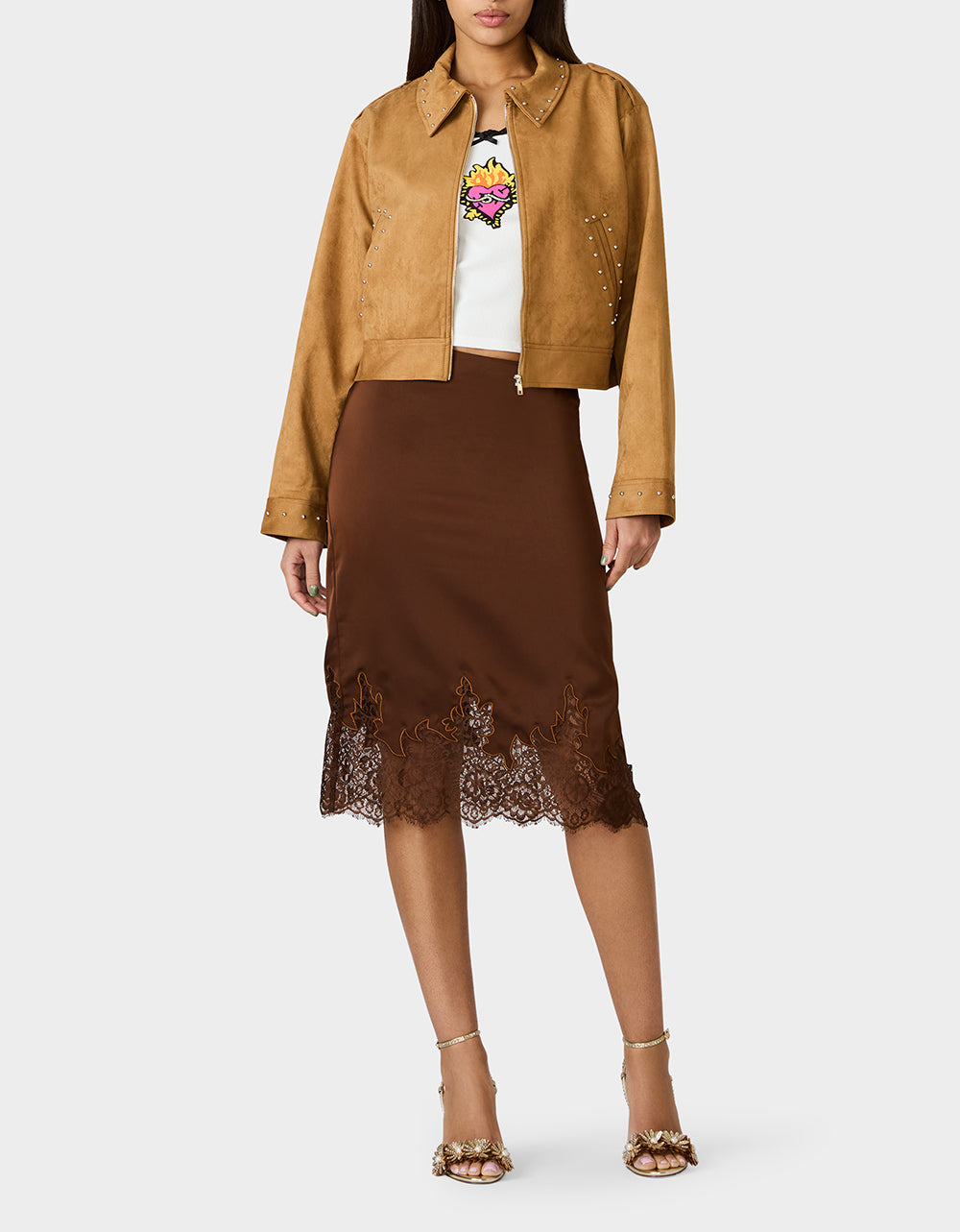 RODEO STUD JACKET CAMEL - APPAREL - Betsey Johnson